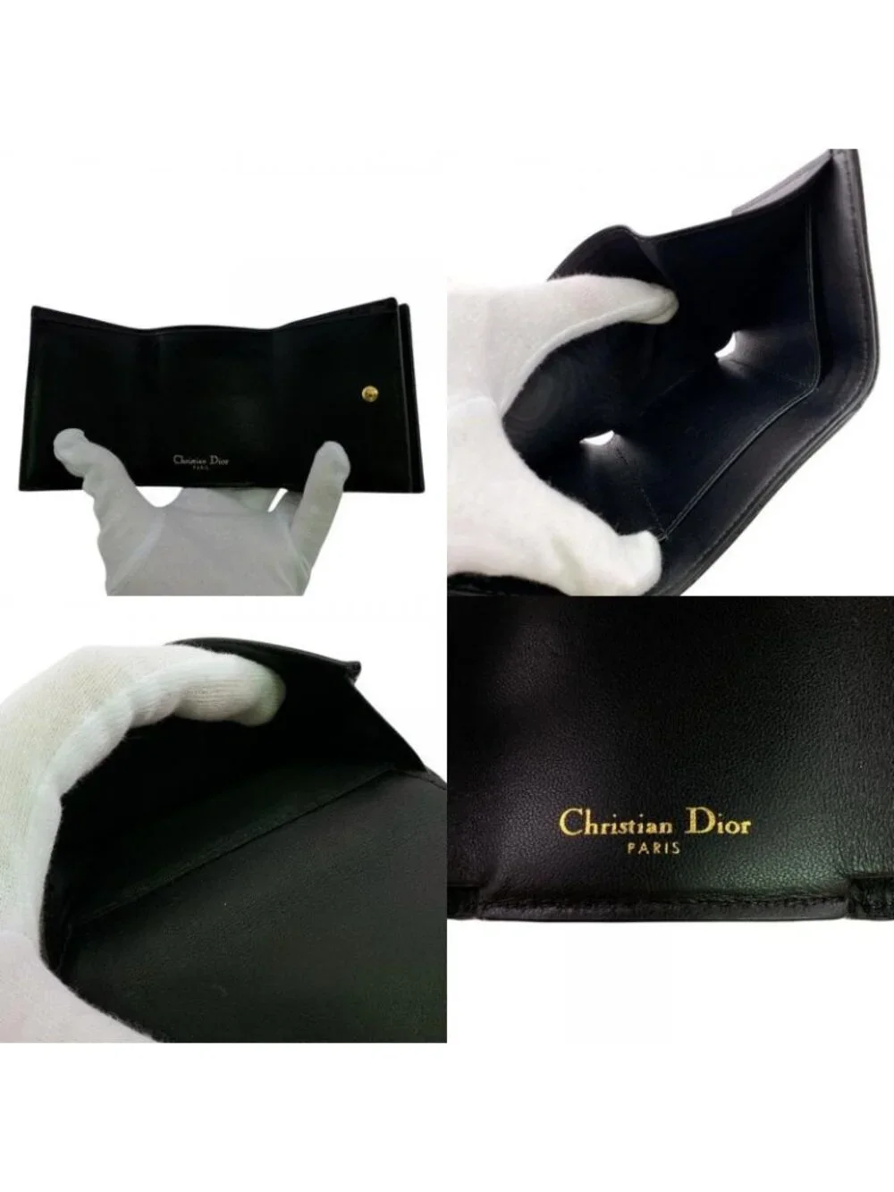 Dior Compact Wallet Lotus Lambskin Trifold Handbag